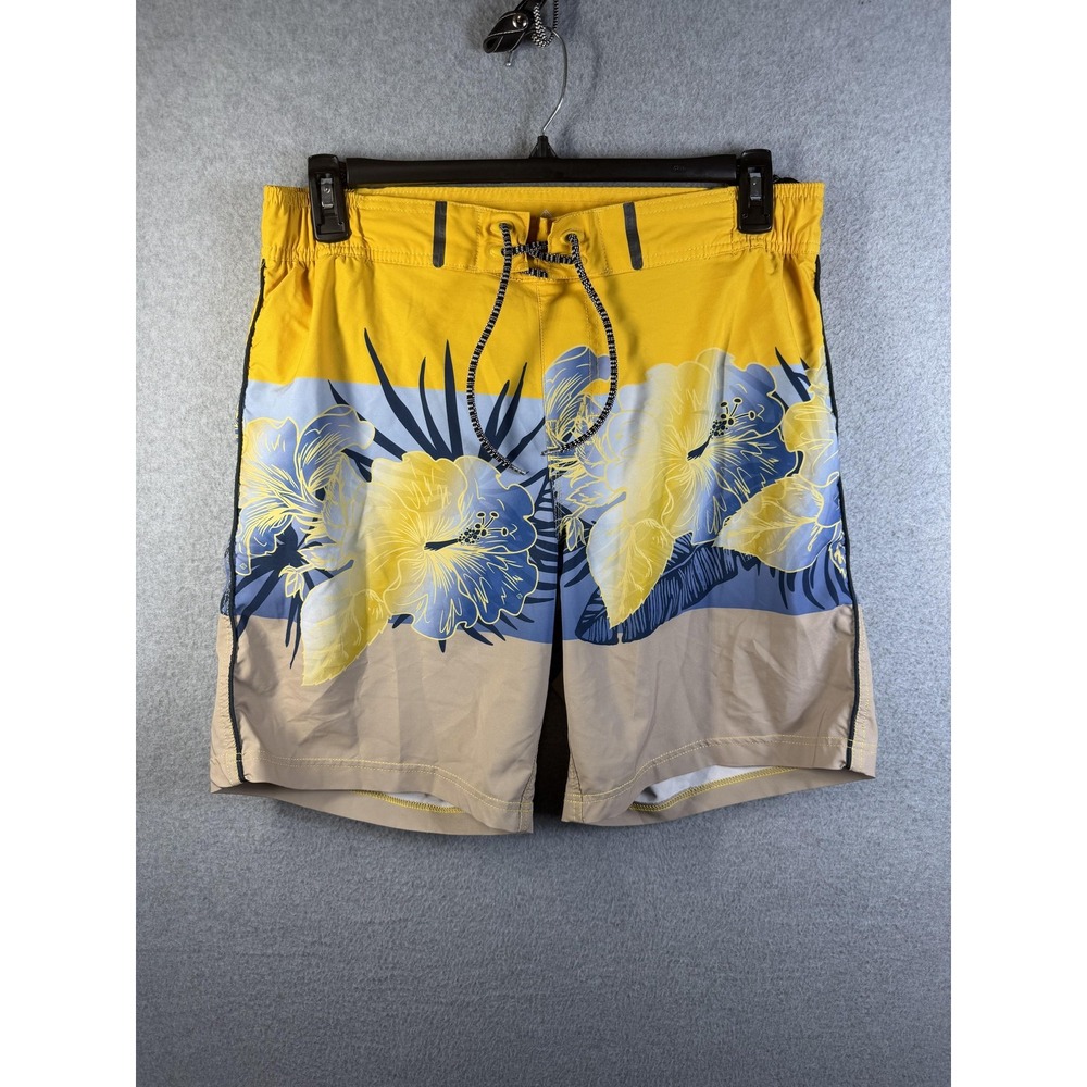 Point Zero Shorts Mens Medium Multicolor Hawaiian Floral Swim Trunks Beach Lined